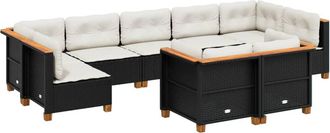 vidaXL Set De Sof&aacute;s De Jard&iacute;n 8 Piezas Y Cojines Rat&aacute;n Sint&eacute;tico Negro Vidaxl