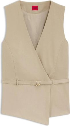 HUGO BOSS Ahella-1-W Vest met Riem - Dames - Bodywarmers - Bruin - M - Katoen - Jassen