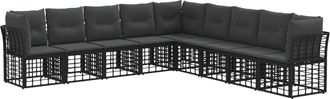 vidaXL Conjunto De Sof&aacute;s De Exterior Negro Poli&eacute;ster Vidaxl