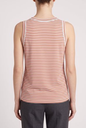 Brunello Cucinelli Horizontal Striped Cotton Tank Top - Rust