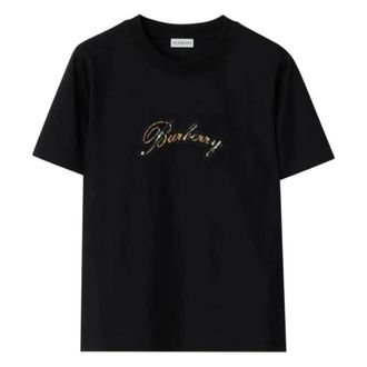 Burberry Check Cursive Logo Cotton T-shirt, Size Medium