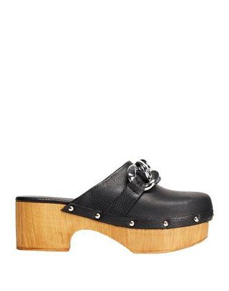 8 by YOOX LEATHER CLOG WITH CHAIN DETAIL
