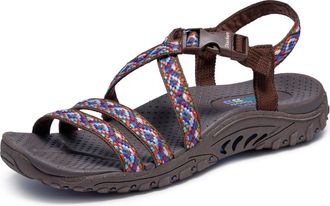 Skechers Womens Reggae-Dream Weaver Sport Sandal, Chocolate Multi, 11