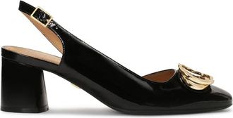 Kazar Zwarte gelakte pumps met open hiel - Dames - Pumps - Zwart - 38 EU - Leer - Schoenen