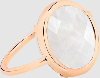Ginette NY Bague Pixie Baby Disc Pierre de Lune Blanche Or Rose