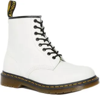 Dr. Martens White Leather Lace-Up Womens Boots