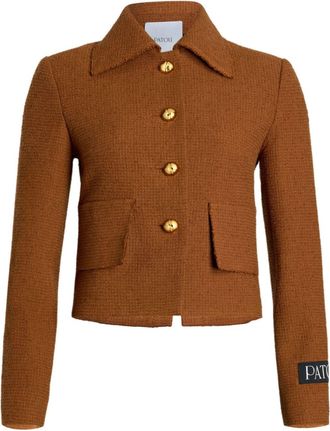 Patou Iconic tweed short jacket - women - Virgin Wool/Viscose Crepe/Organic Cotton/Polyamide - 36 - Brown