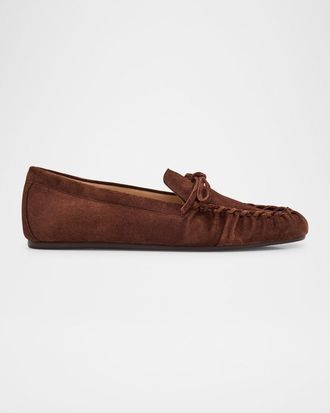 Stuart Weitzman Britt Bow Suede Loafers