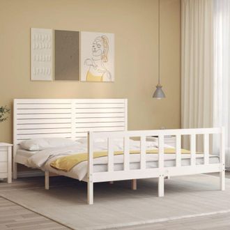 vidaXL Bed Frame without Mattress White 160x200 cm Solid Wood Pine vidaXL