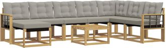 vidaXL Conjunto De Sof&aacute;s De Exterior 9 Uds. Blanco Y Gris Claro Vidaxl