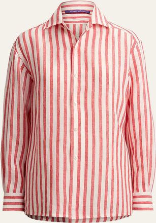 Ralph Lauren Capri Striped Linen Voile Button-Down Shirt