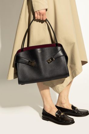 Ferragamo Leather Shoulder Bag, Womens, Black