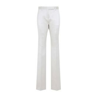 Tom Ford Broeken, Dames, Beige, XS, Katoen, Washed Cotton Silk Blend Duchesse Tailored Straight Pants