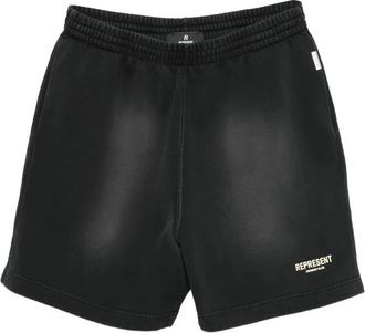 Represent Shorts in cotone con vita elasticizzata - Nero