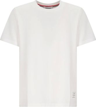 Thom Browne Tops, Heren, Wit, M, Katoen, Jersey T-shirt met zijsplit