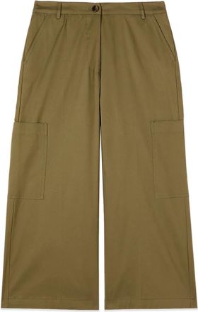 Oltre Cropped cargobroek - Dames - Wijde Broeken - Groen - XS - Katoen - Broeken