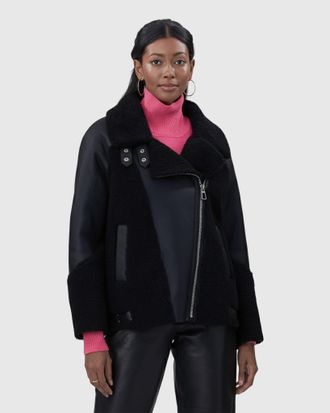 Gorski SHEARLING LAMB ZIP MOTO JACKET