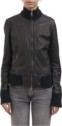 Giorgio Brato Bomber Collo Alto in Agnello Vegetale - - Jackets - Donna - Nero - M