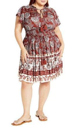 City Chic Lilah Flutter Sleeve Dress in Paisley Love at Nordstrom Rack, Size Xxl/24W