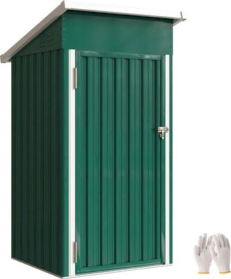 OEM Caseta De Jard&iacute;n Exterior Met&aacute;lico 0,74 M&sup2; 107,5x91x185 Cm Con Techo Inclinado Puerta Con Cerradura Ventilaciones Verde