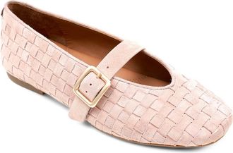 Gentle Souls Winifred Woven Mary Jane Flat in Light Pink Suede at Nordstrom, Size 9.5