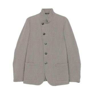 Emporio Armani Blazers, male, Gray, Size: 2XL Grey Wool Jacket