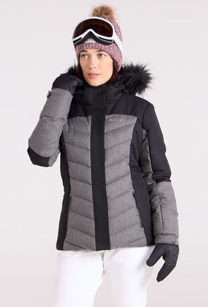 Mountain Warehouse Pyrenees Womens Padded Ski Jacket Snow Proof Warm Winter Coat Black - Size 20 UK