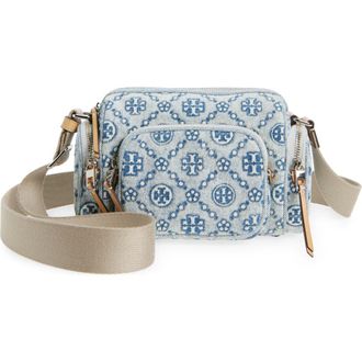 Tory Burch T Monogram Denim Pocket Crossbody Bag in Powder Blue at Nordstrom
