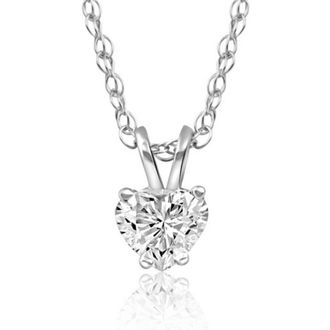 Pompeii3 1/2 Ct Heart shape Diamond Solitaire Necklace 14k Pendant Lab Grown