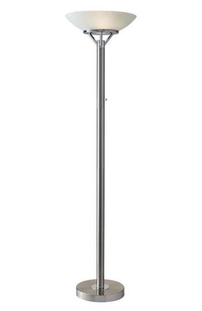 Adesso Expo Torchiere Floor Lamp in Brushed Steel Chrome Accents at Nordstrom
