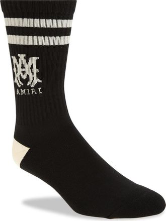 Amiri MA Stripe Crew Socks in Black at Nordstrom, Size 12-13