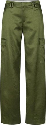 Drykorn Flowing Material Cargo Broek - Dames - Straight fit broeken - Groen - W28 L32 - Katoen - Broeken