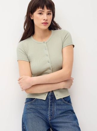 Twik Womens Finely ribbed button-up T-shirt