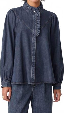 Suncoo Lively Denim Blouse In Blue Jeans