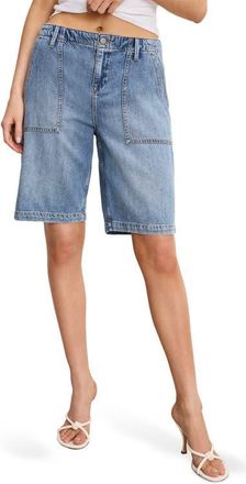 Good American Lite Drawstring Bermuda Denim Shorts in Indigo786 at Nordstrom, Size 15