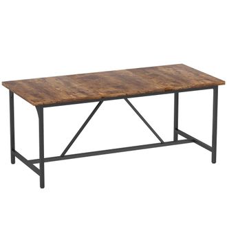 HOMCOM Mesa de comedor 180x80x75.5 cm marr&oacute;n r&uacute;stico