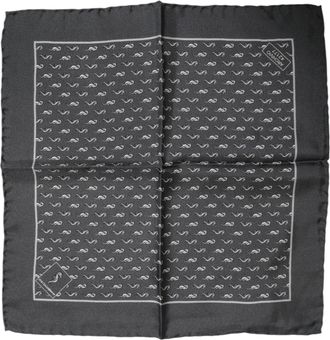 Dolce & Gabbana Zwarte Vissenprint Zijde Vierkante Mannen Foulard Sjaal