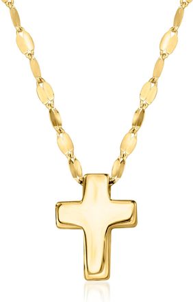 Canaria Canaria Italian 10kt Yellow Gold Puffed Cross Necklace