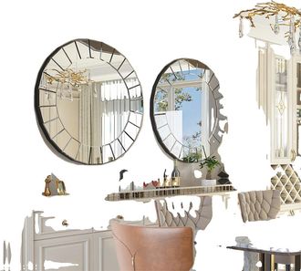 OEM Miroir D&eacute;coratif, Fini Argent &Eacute;l&eacute;gant, Forme Ronde Polyvalente, Argent