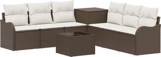 vidaXL Juego De Sof&aacute; 8 Uds. Marr&oacute;n Y Crema Blanca Vidaxl