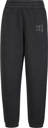 Alexander Wang Crystal Hotfix Logo Sweatpant - Dames - Sweatpants - Zwart - S - Katoen - Broeken