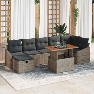 vidaXL Conjunto De Sof&aacute; De Jard&iacute;n Con Coj&iacute;n 8 Pcs Gris Polirat&aacute;n Vidaxl