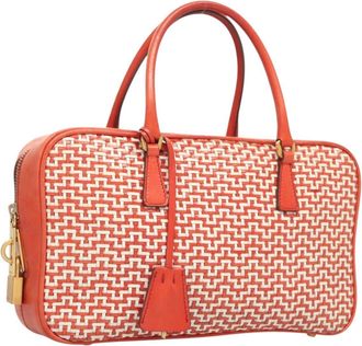 Prada Vintage Handbag Leather Orange Leather Handbag (Pre-Owned)