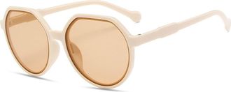 Generic Round Frame Polarized Outdoor Commuting Sunglasses Men And Women Party Photo Shopping(Beige)