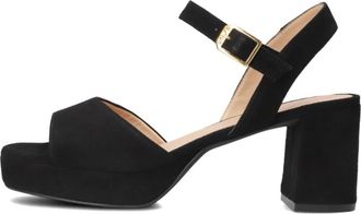 Unisa Zwarte Ney Sandalen met Blokhak - Dames - Sandalen met hakken - Zwart - 35 EU - Katoen - Schoenen