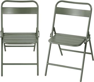Sweeek Silla de jard&iacute;n bistr&oacute; plegable de acero, set de 2, verde kaki
