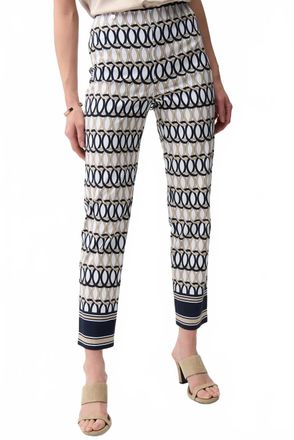 Joseph Ribkoff Geometric Print Straight Ankle Pants In Vanilla/multi