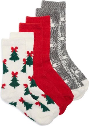 Nordstrom Rack 3-Pack Pattern Socks in Ivory Christmas Tree at Nordstrom Rack