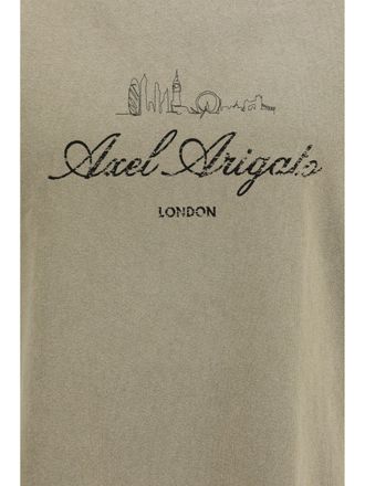 Axel Arigato Mens T-Shirt Ldn Washed Sky Olive Green Cotton T-Shirts And Polos