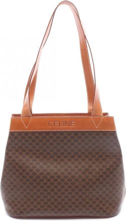 Celine Brown Coated Canvas Leather Handbag Tote Bag (Pre-Owned)